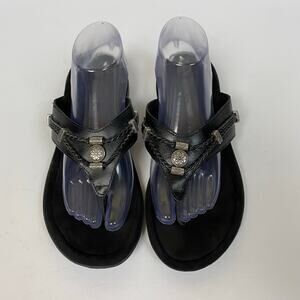 Minnetonka Silverthorne Women's Black Leather Braid Southwest Sandals Size 9